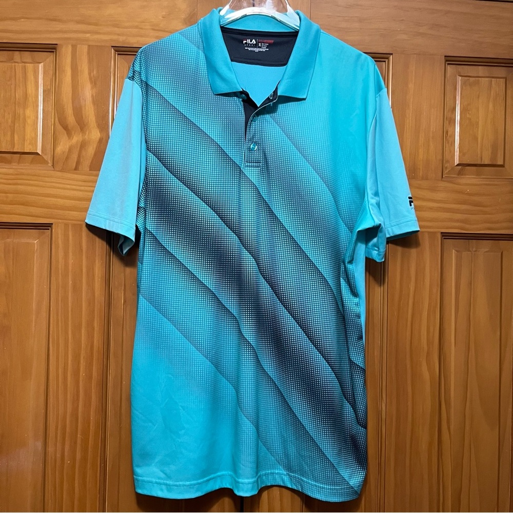 Fila Sport Golf Polo Shirt Blue With Ombre Stripes